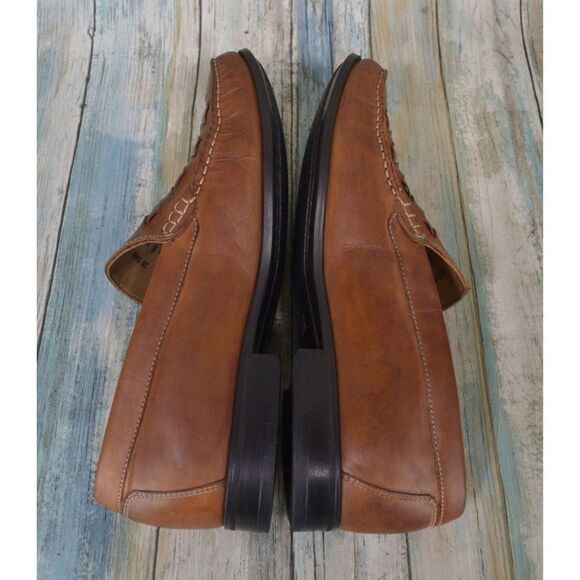 Johnston & Murphy Cresswell Men\'s Size 9 Weave Woven Brown Leather Loafers NICE main image 5